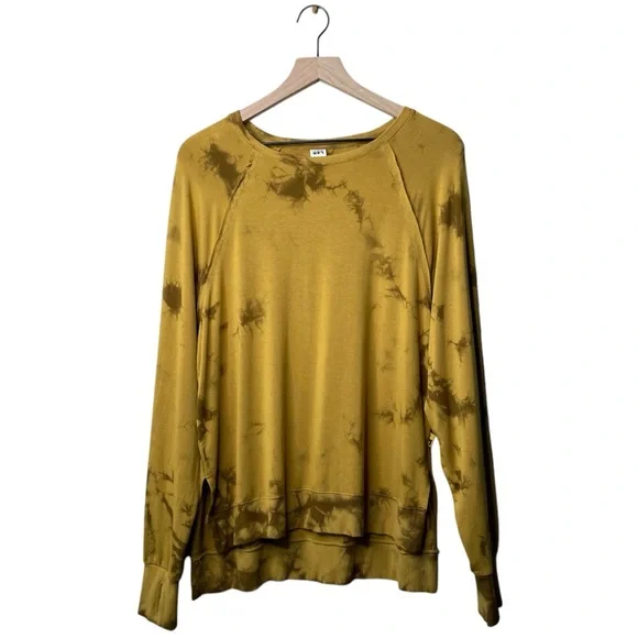 JoyLab Women's Soft Lightweight Sweatshirt Tie Dye Pattern Mustard Yellow - Picture 3 of 12
